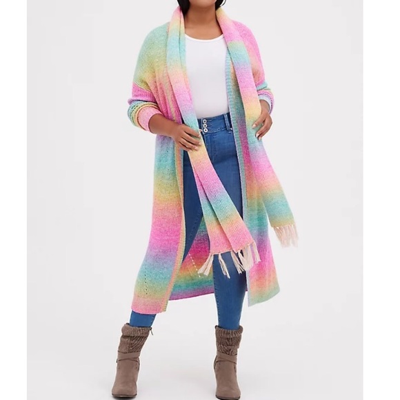 TORRID FRINGE SCARF - SPACE DYE RAINBOW - Picture 3 of 3